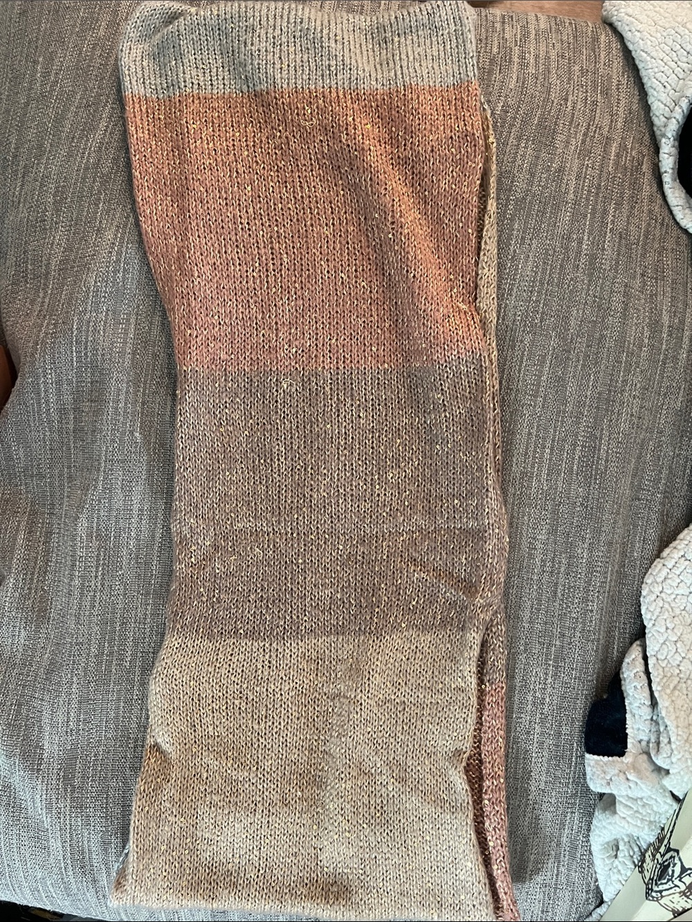 Women’s Striped Knit Sweater Infinity Scarf - Neutral Tones